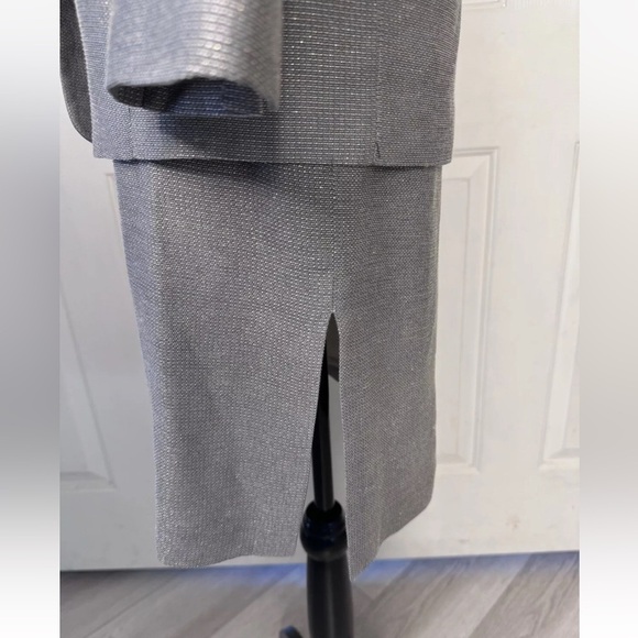 LINDA ALLARD ELLEN TRACY Skirt Suit Set SZ 4 Gold Silver Metallic Work Wedding - Picture 7 of 10